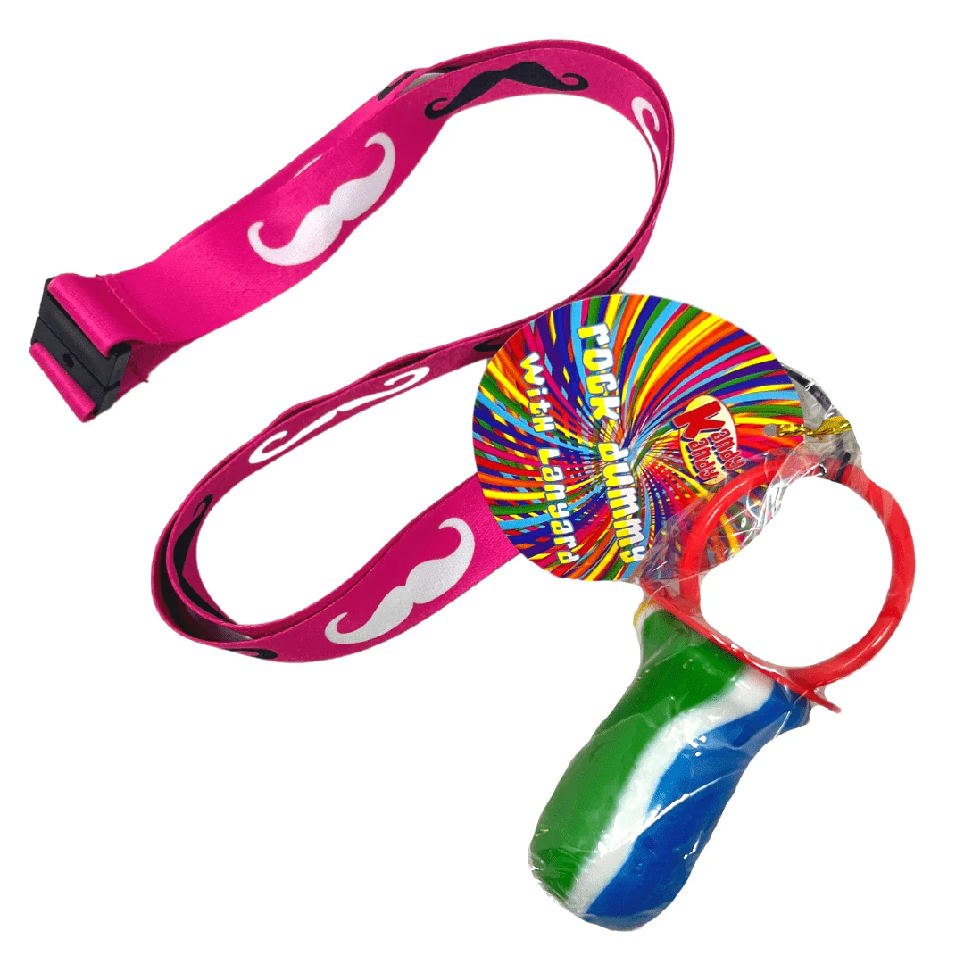 Kandy Kandy Rock Lollipop Lanyard Moustache 60g