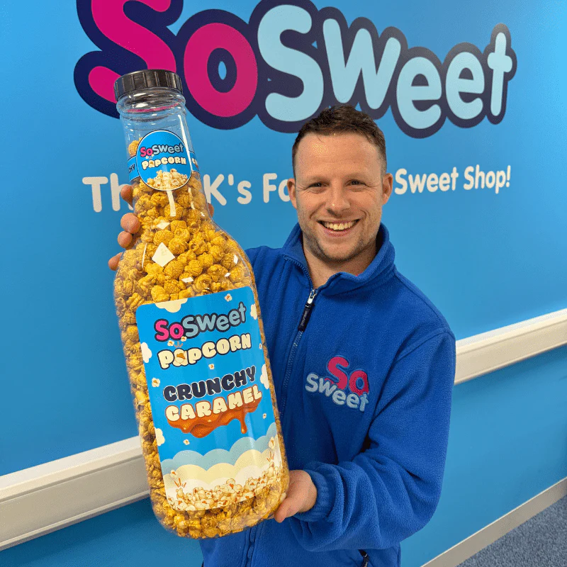SoSweet Crunchy Caramel Popcorn LARGE Bottle 890g - Image 3