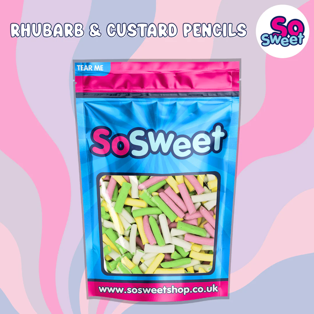 SoSweet Rhubarb & Custard Pencils Pouch 800g