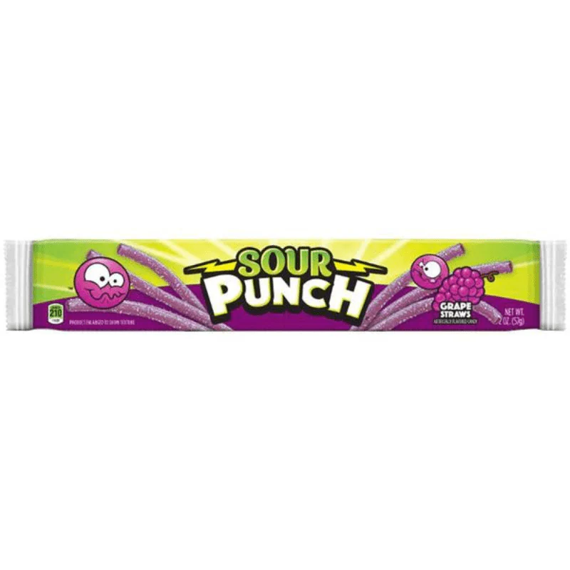 Sour Punch Straws Grape 56g