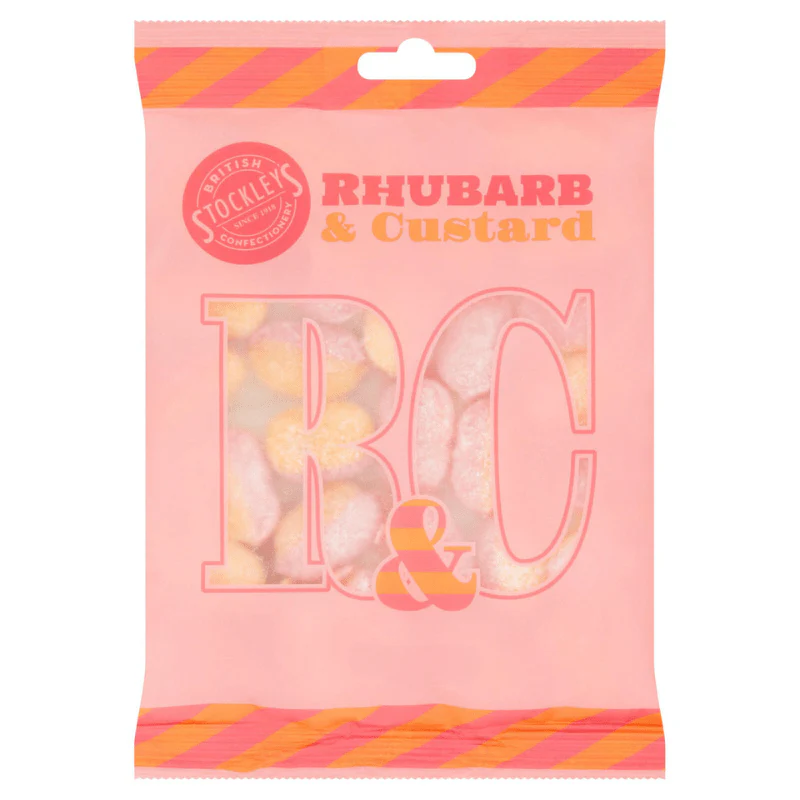 Stockleys Rhubarb & Custard Peg Bag 200g