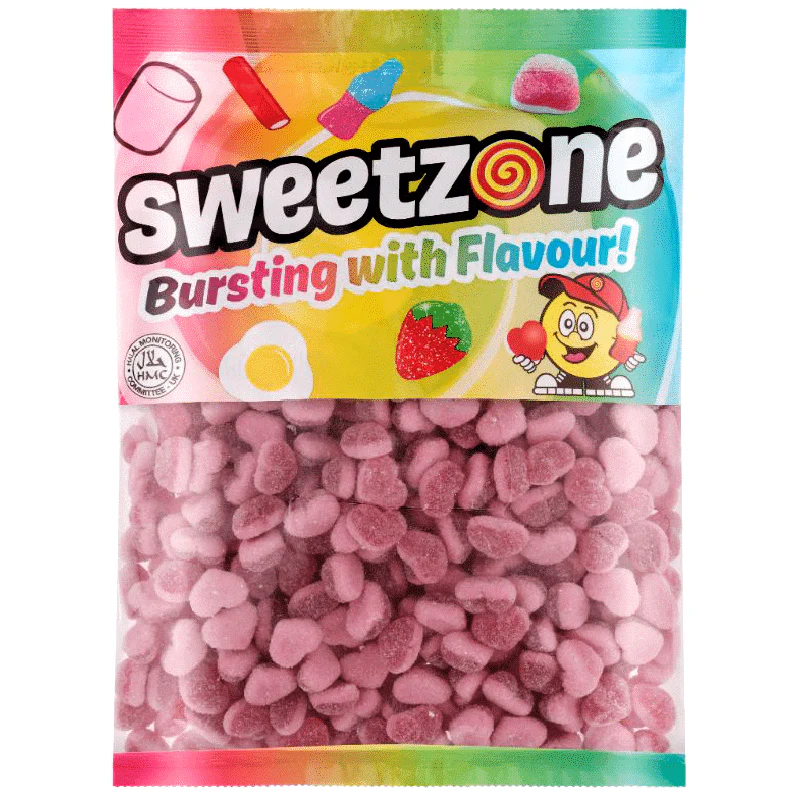 Sweetzone Fizzy Strawberry Hearts Bag 1kg