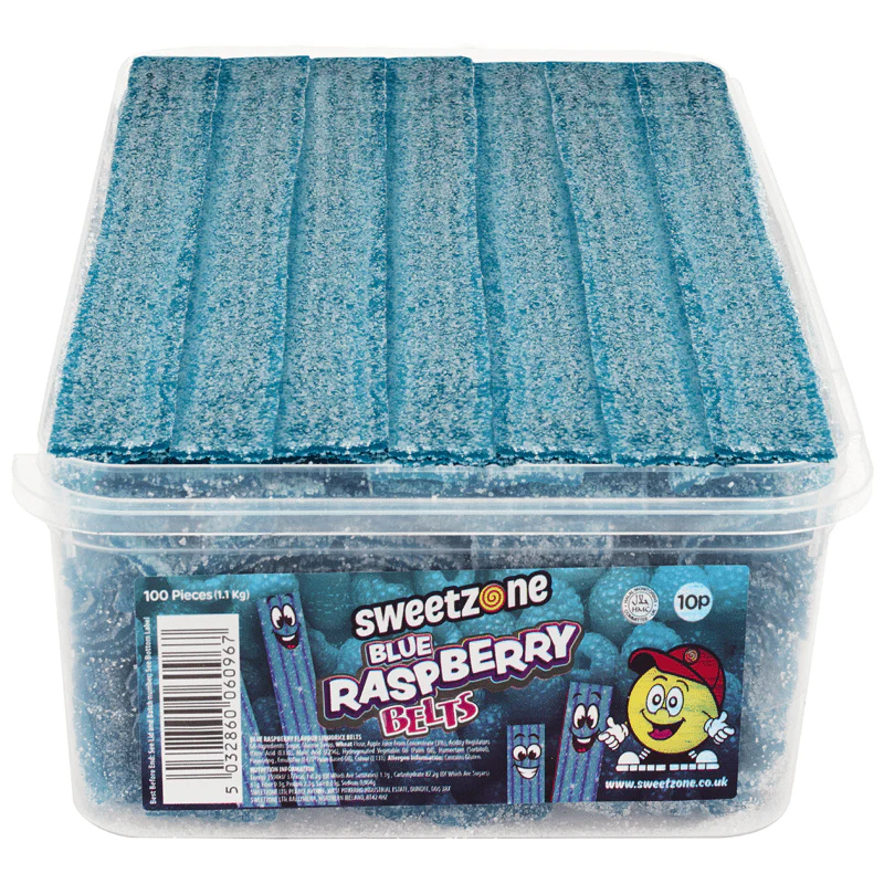Sweetzone Belts Blue Raspberry Tub 100pcs