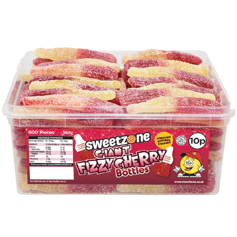Sweetzone Giant Fizzy Cherry Bottles Tub 805g