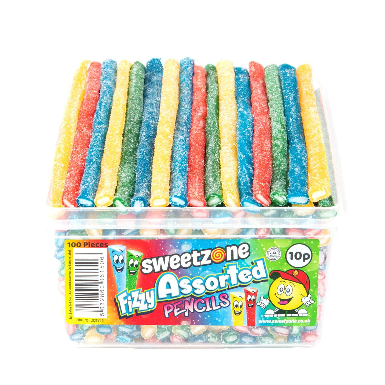 Sweetzone Fizzy Assorted Pencils Tub 100pcs