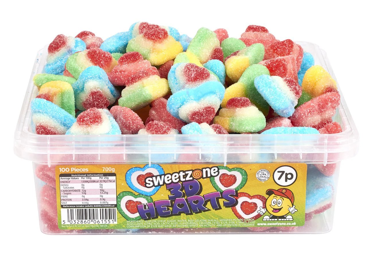Sweetzone Fizzy 3D Hearts Tub 700g