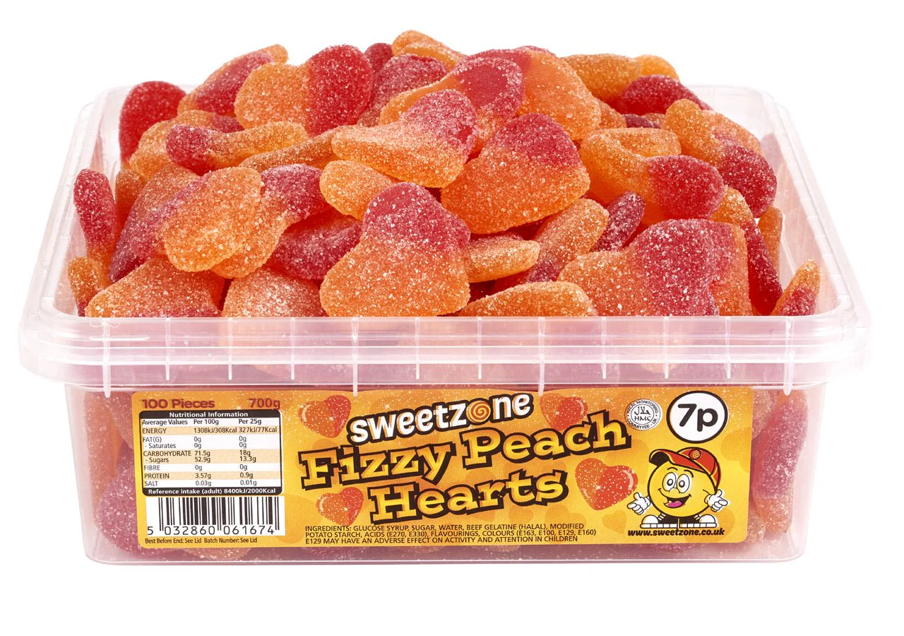 Sweetzone Fizzy Peach Hearts Tub 700g