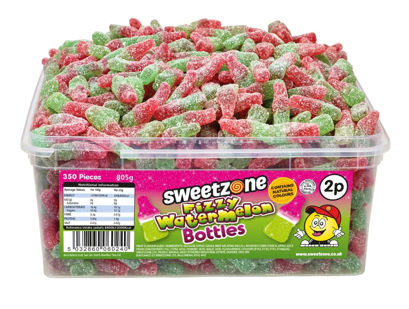 Sweetzone Fizzy Watermelon Bottles Tub 805g
