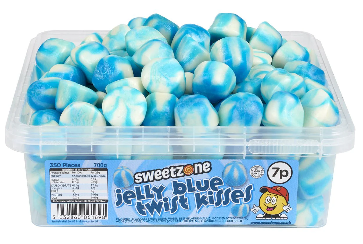 Sweetzone Jelly Blue Twist Kisses Tub 700g