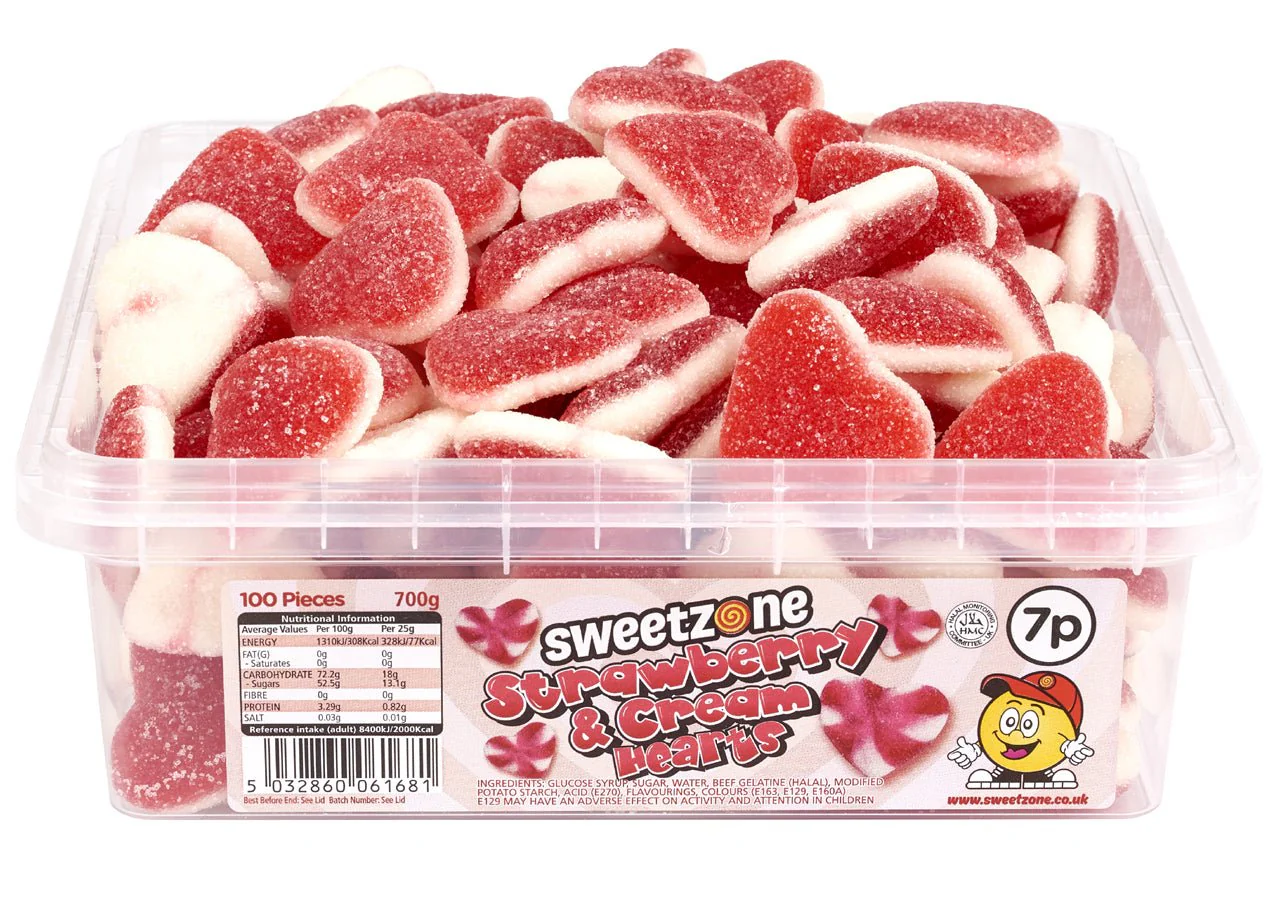 Sweetzone Strawberry & Cream Hearts Tub 700g