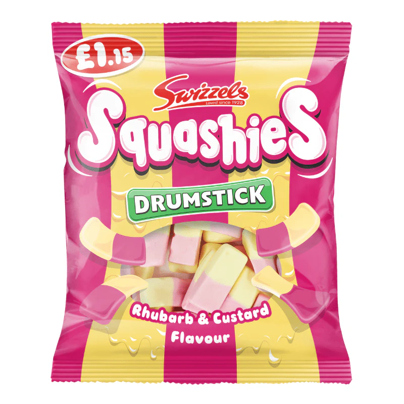 Swizzels Squashies Drumstick Rhubarb & Custard Bag (120g) PMP £1.15