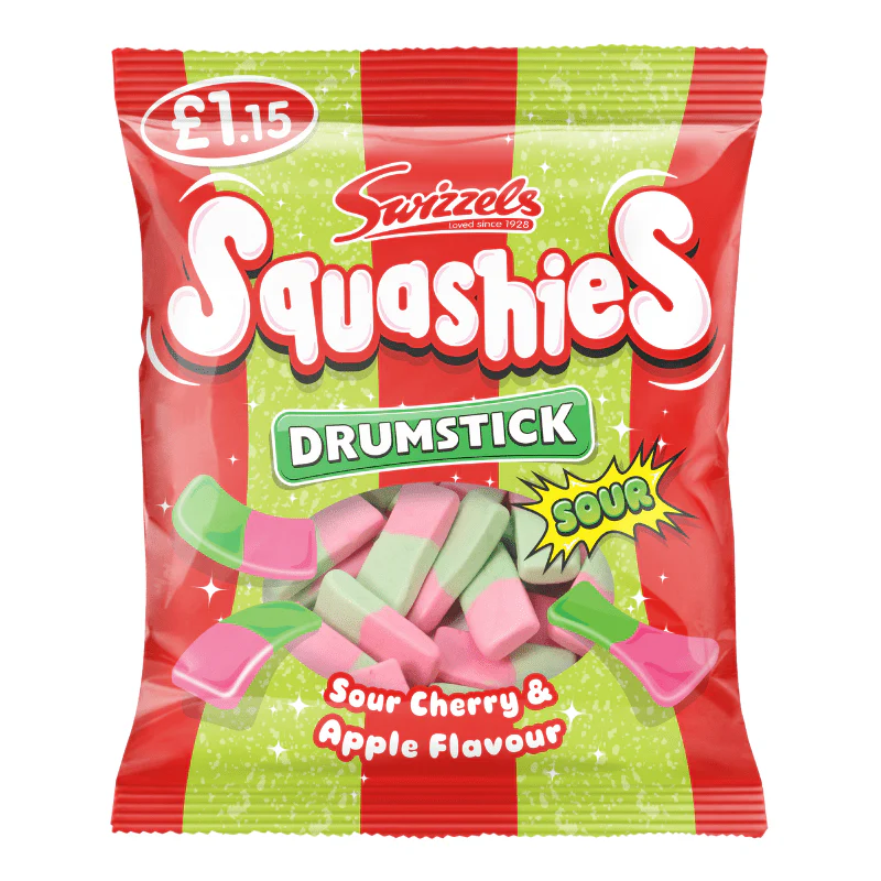 Swizzels Squashies Drumstick Sour Cherry & Apple Bag (120g) PMP £1.15