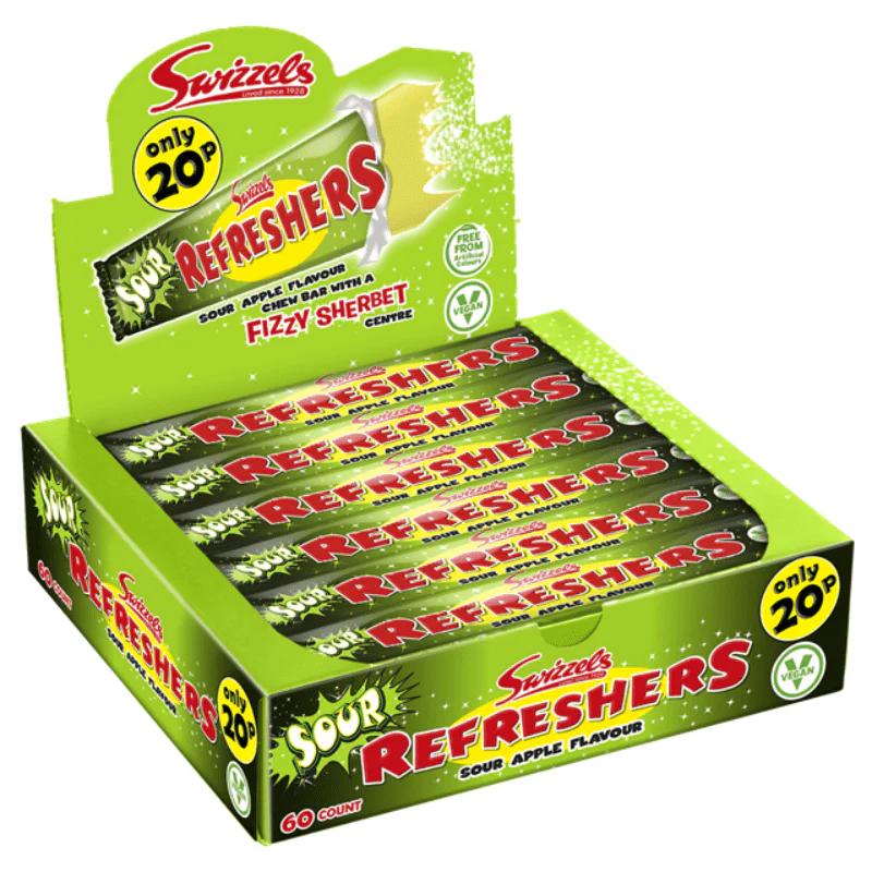 Swizzels Refreshers Sour Apple Chew Bar 18g (Box of 60)