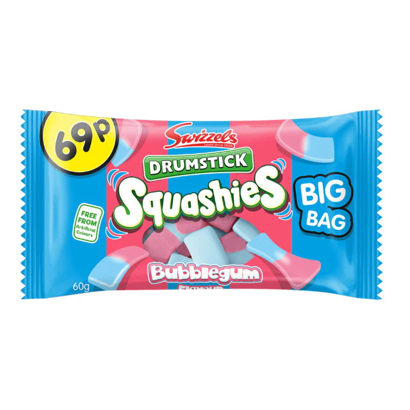 Swizzels Drumstick Squashies Bubblegum Pillow Pack 60g PMP 69p