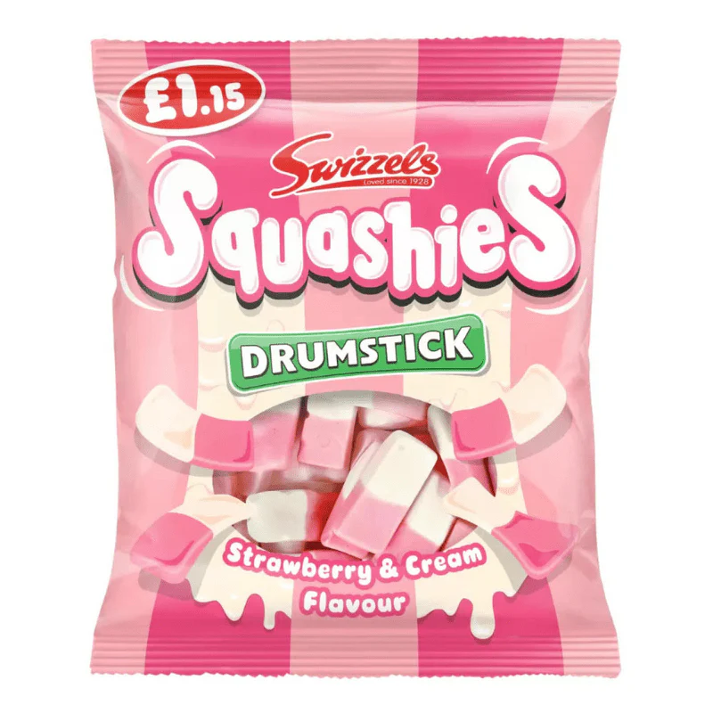 Swizzels Drumstick Squashies Strawberry & Cream Peg Bag 120g PMP £1.15