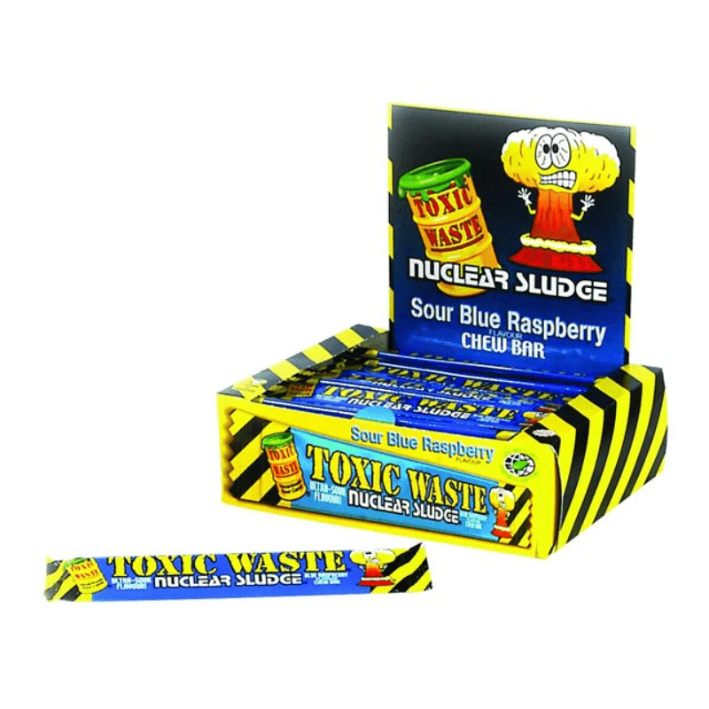 Toxic Waste Nuclear Sludge Sour Blue Raspberry Chew Bar (Box of 50)