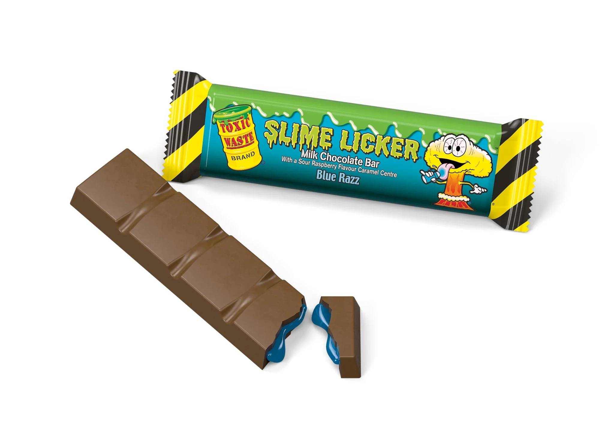 Toxic Waste Slime Licker Blue Razz Milk Chocolate Bar 50g - Image 2