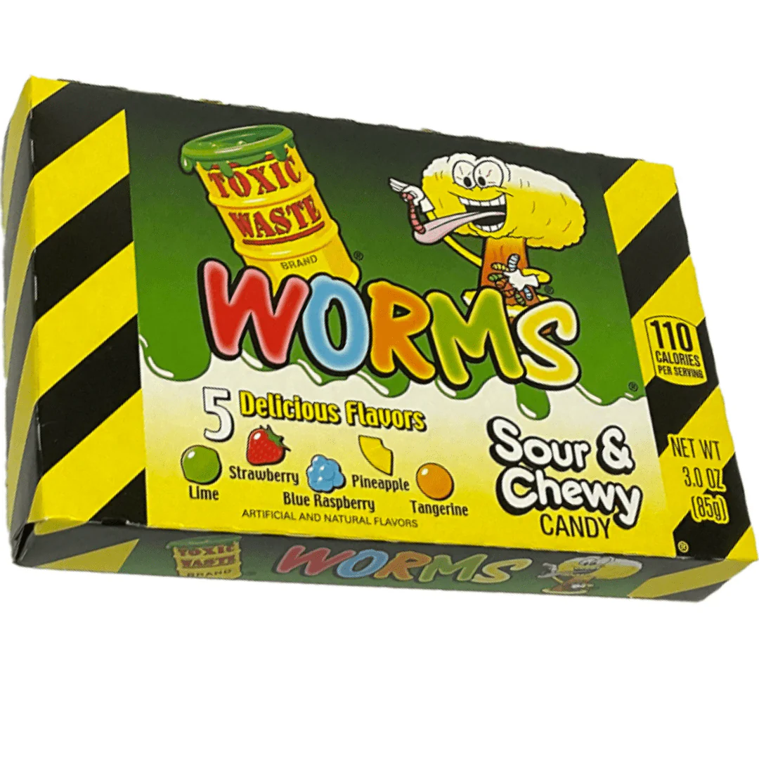 Toxic Waste Sour Gummy Worms Theatre Box 85g