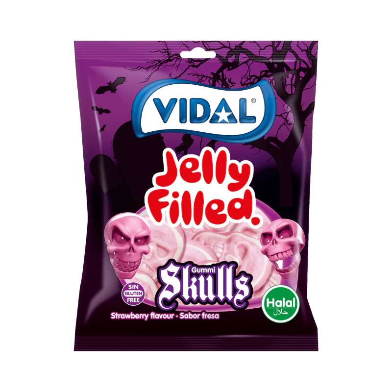 Vidal Jelly Filled Skulls Peg Bag 90g