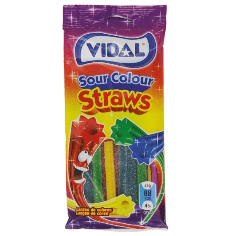 Vidal Sour Straws 4 Colour Peg Bag 90g