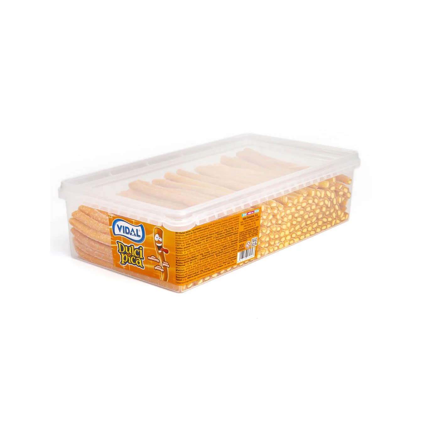 Vidal Sour Peach Pencils Tub 1.4kg (200pcs)