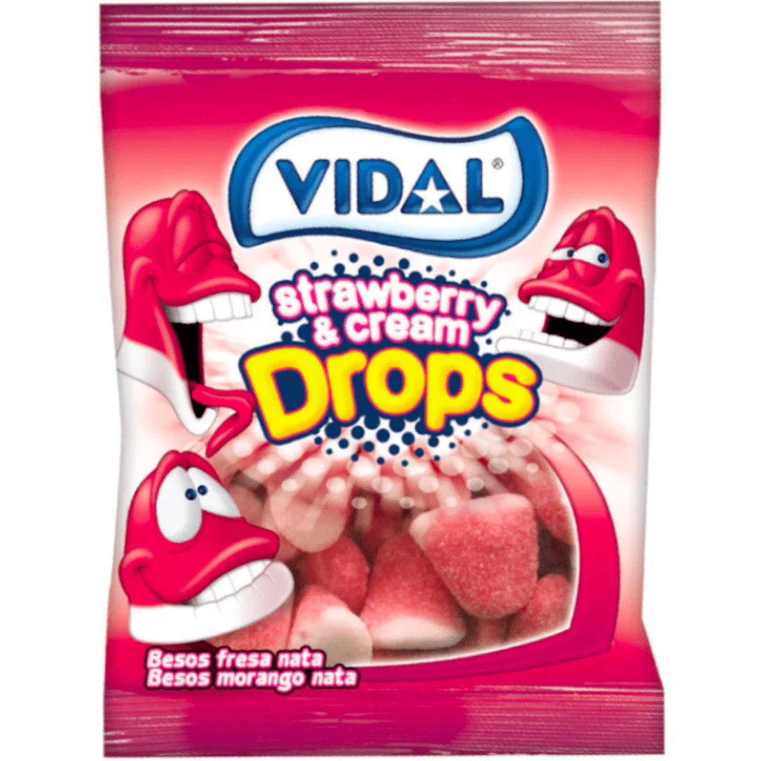 Vidal Strawberry & Cream Drops Peg Bag 90g