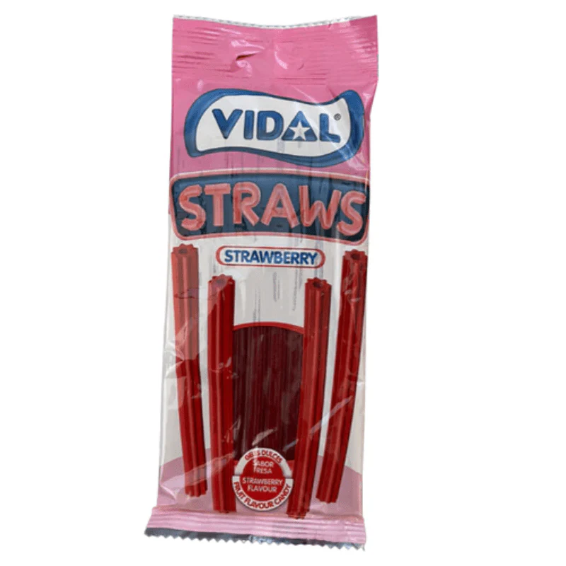 Vidal Strawberry Straws Peg Bag 90g