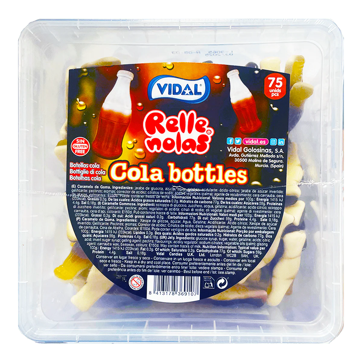 Vidal Jelly Filled Cola Bottles Tub 795g