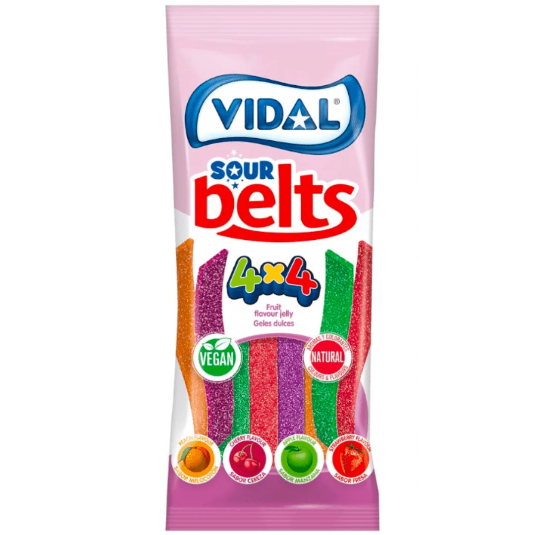 Vidal Vegan Sour Belts Peg Bag 90g