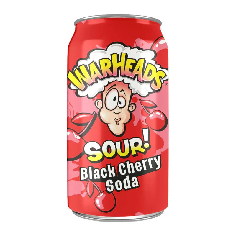 Warheads Black Cherry Sour Soda Can 330ml USA
