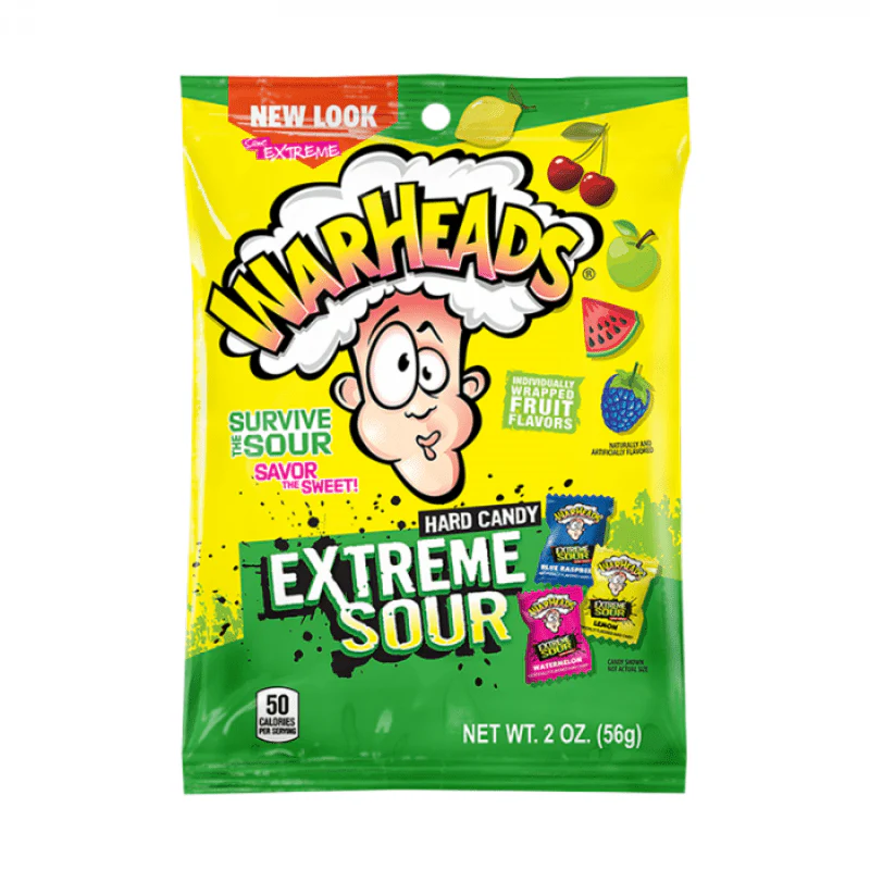 Warheads Extreme Sour Hard Candy Peg Bag 56g